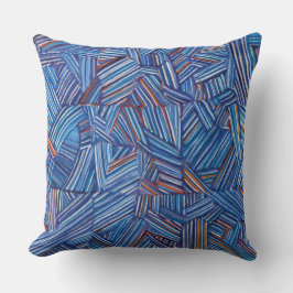 Modern Blue Geometric Throw Pillow – Stylish Abstr Kudde