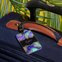 Modern Blue Glitter Agate