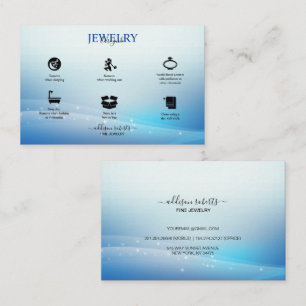 Modern Blue Glitter Jewelry Care Visitkort