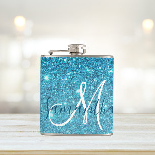 Modern Blue Glitter Sparkles Personlig Namn Fickplunta