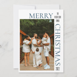 Modern Blue God jul Photo Julkort