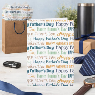 Modern Blue Gold Green Typography Father’s Day Kort
