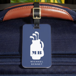 Modern Blue Golf Sport Monogram Bagagebricka