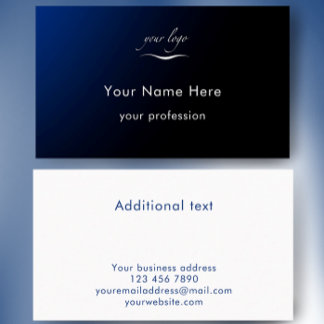 Modern Blue Gradient Add Logo Custom Professional Visitkort