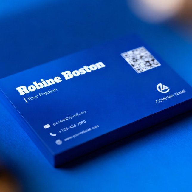 Modern Blue Gradient Business Card with QR Code Visitkort (Skapare uppladdad)
