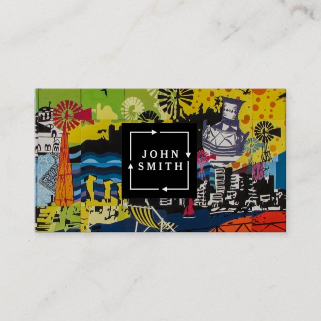 Modern Blue Graffiti Coola Abstrakt Art Business C Visitkort (Framsida)