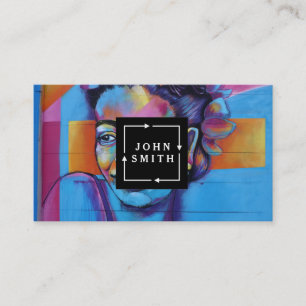 Modern Blue Graffiti Coola Abstrakt Art Visitkort