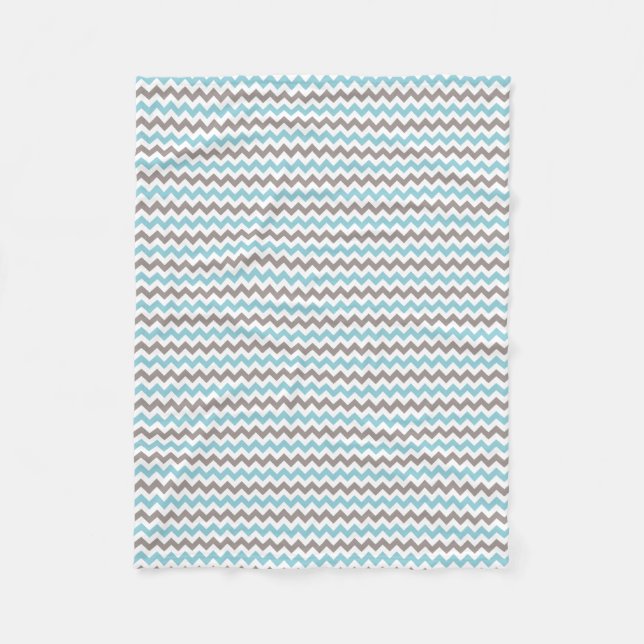 Modern Blue Grått Chevron Fleece Blanket (Framsidan)