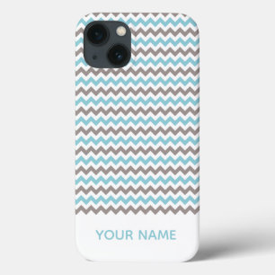 Modern Blue Grått Chevron Mönster med Namn
