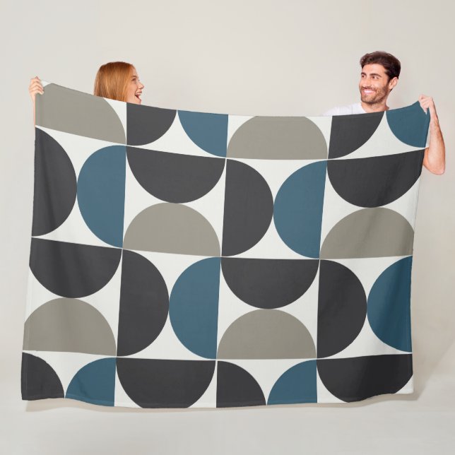 Modern Blue Grått Gunmetal i mitten av århundradet Fleecefilt (På plats)