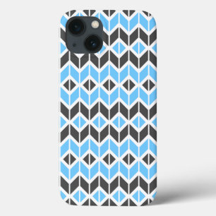 Modern Blue Grått Herringbone Geometric