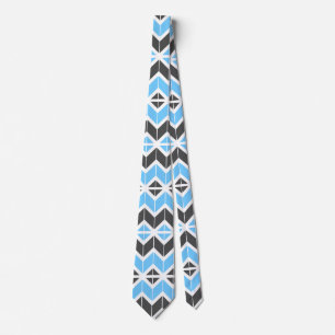Modern Blue Grått Herringbone Geometric Mönster Slips