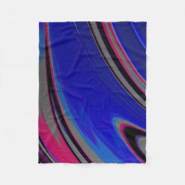 Modern Blue Grått Magenta Färg Block Fractal Fleecefilt