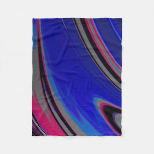 Modern Blue Grått Magenta Färg Block Fractal Fleecefilt