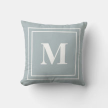 Modern Blue Grått Monogram Dekorativ kudde