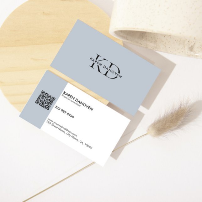 Modern Blue-Grått Monogram-Professionell Visitkort (Skapare uppladdad)