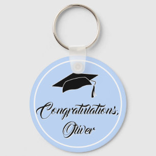 Modern Blue Grattiss Script Studenten Nyckelring