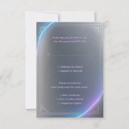 Modern Blue Gray Purple Electric Neon Glow Wedding OSA Kort