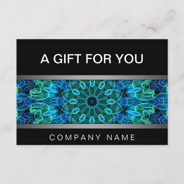 Modern Blue & Grönt Gems mandala-presentkort (Framsida)