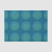 Modern Blue Grönt Ombre Mandala Boho Decoupage
