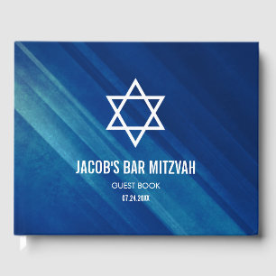 Modern Blue Grunge Pub Mitzvah Gästböcker