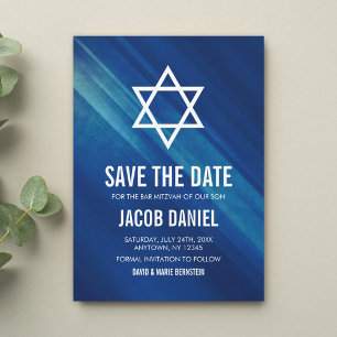 Modern Blue Grunge Pub Mitzvah Spara Datumet