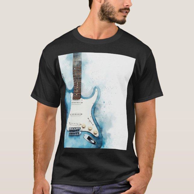 Modern Blue Guitar Manar Basic-Shirt T Shirt (Framsida)