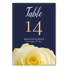Modern Blue Gul ros Blommigt Bröllop Bordsnummer