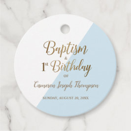 Modern Blue Guld Baptism 1:a födelsedagspojken Gåvor Etiketter