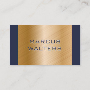 Modern Blue Guld Brushed Visitkort
