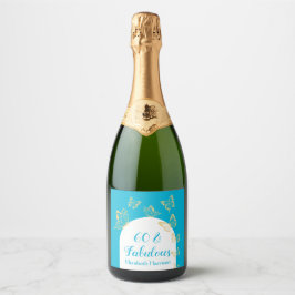 Modern Blue Guld Butterflies Fabulous Birthday