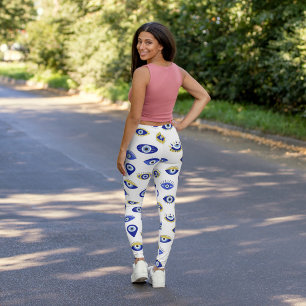 Modern Blue Guld Evil Ögon Leggings