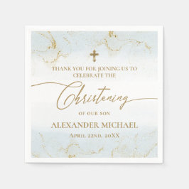 Modern Blue Guld Kor Boy Christening Pappersservett