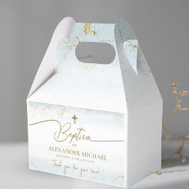 Modern Blue Guld Kor Tack Boy Baptism Presentaskar