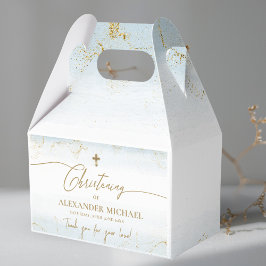 Modern Blue Guld Kor Tack Boy Christening Presentaskar