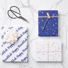 Modern Blue & Guld Lycklig Hanukkah Stars
