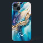 Modern Blue Guld Marble Monogram-Personlig<br><div class="desc">Modern Blue Guld Marble Monogram Personlig iphone case har personligens monogram i ett elegant-kalligrafi-skript typografi på en modern blå och guld marmor-bakgrund. Perfektens gåva till henne för födelsedag,  mamma för Mors dag,  syster eller bister för jul och helgdagar. Designad av ©Evco Studio www.zazzle.com/store/evcostudio</div>