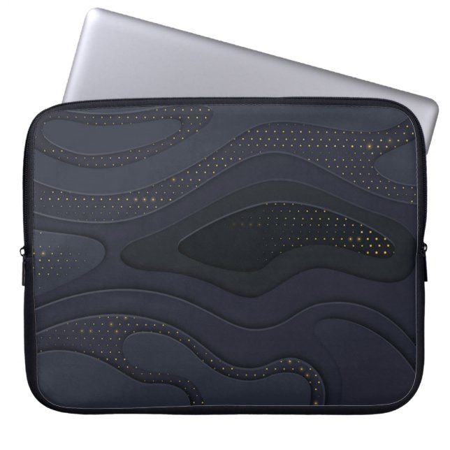 Modern Blue-Guld-raster Mönster Laptop sleeve (Framsidan)