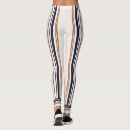 Modern Blue & Guld White Long Rand Leggings