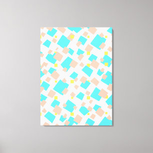 Modern Blue Gult Brown Square Abstrakt Art Canvastryck