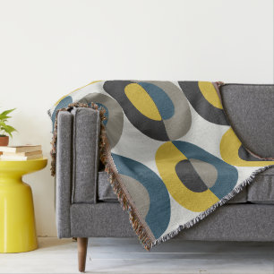 Modern Blue gult Gunmetal i mitten av århundradet Filt