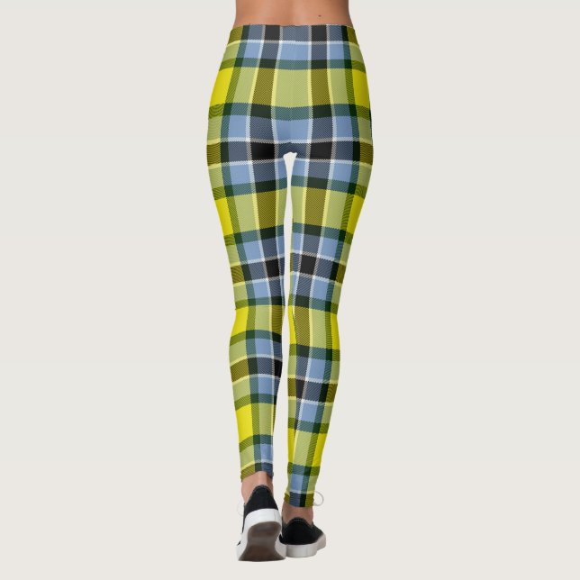 Modern Blue & Gult Tartan Play Mönster Leggings (Baksida)