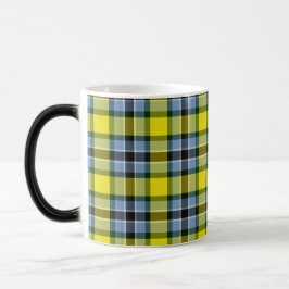 Modern Blue & Gult Tartan Play Mönster Magisk Mugg