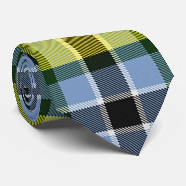 Modern Blue & Gult Tartan Play Mönster Slips (Rullad)
