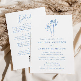 Modern Blue Handflatan Träd QR-kod för alla i ett  Inbjudningar