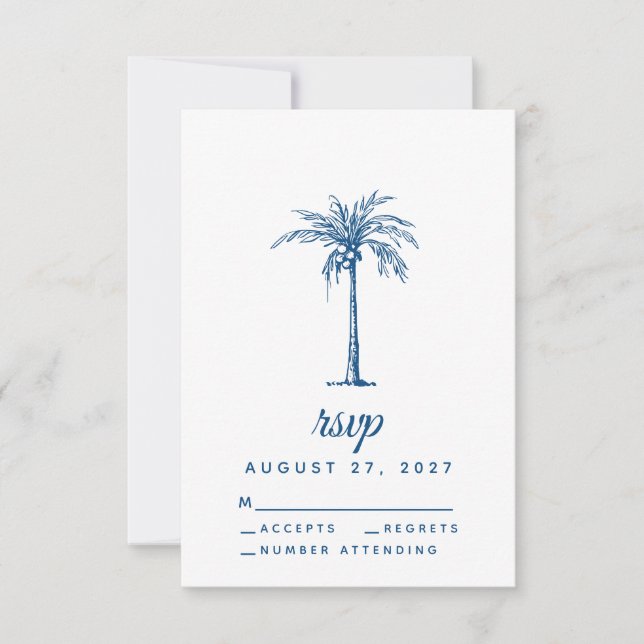 Modern Blue Handflatan Tropical Beach Wedding OSA Kort (Framsida)