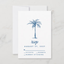 Modern Blue Handflatan Tropical Beach Wedding OSA Kort