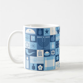 Modern Blue Hanukkah Symbols Mug Kaffemugg