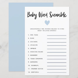 Modern Blue Heart Baby Ord-skammussla