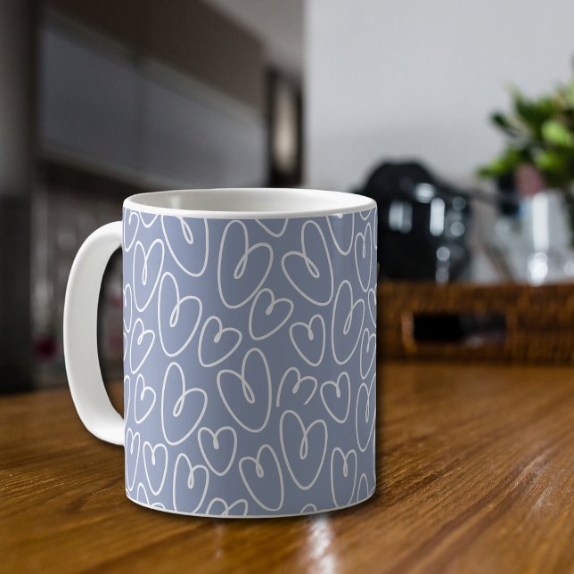 Modern Blue Heart Kaffemugg (Skapare uppladdad)